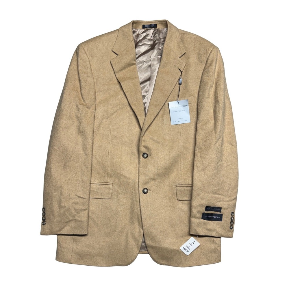 Andrew Fezza Conrad Mens 42LG Tan 100% Camel Hair Loro Piana Blazer Sport Coat